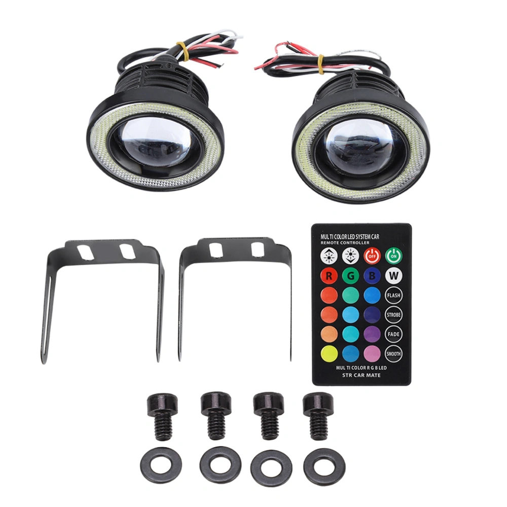 Car 30W RGB LED Fog Light COB Angel Eye Halo Ring Super Bright Lamp with Remote Control (3.5")