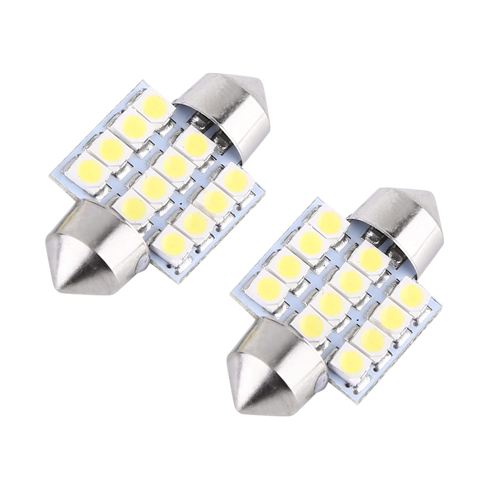 2pcs White 12V 12SMD 31mm LED Bulbs Car Interior Lights Door Reading Dome Light