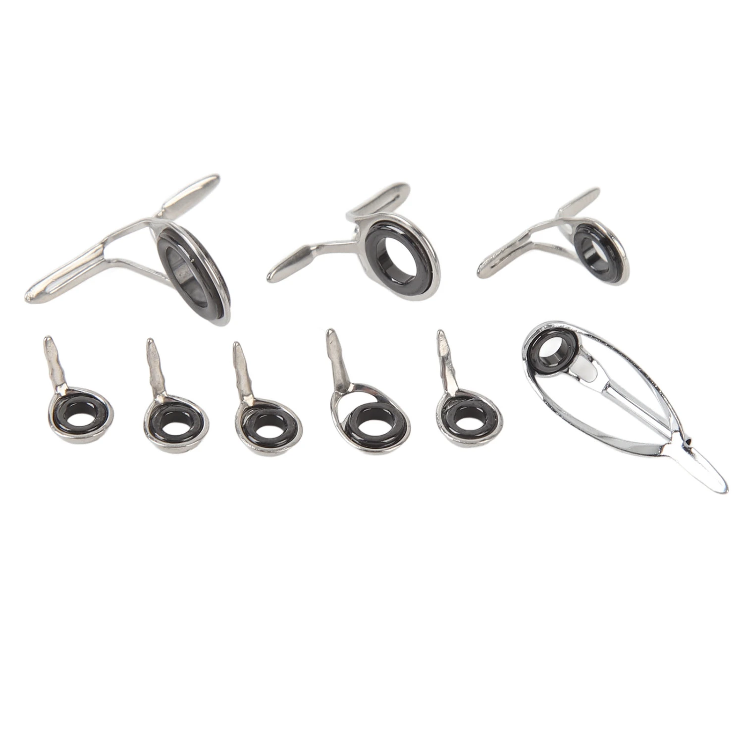 9 PCS Fishing Rod Tips Repair Kit Universal Ceramic Ring Fishing Pole Guides Eyelets Repair Kit for Fishing