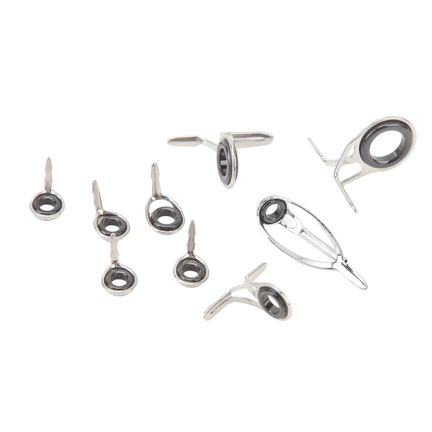 9 PCS Fishing Rod Tips Repair Kit Universal Ceramic Ring Fishing Pole Guides Eyelets Repair Kit for Fishing
