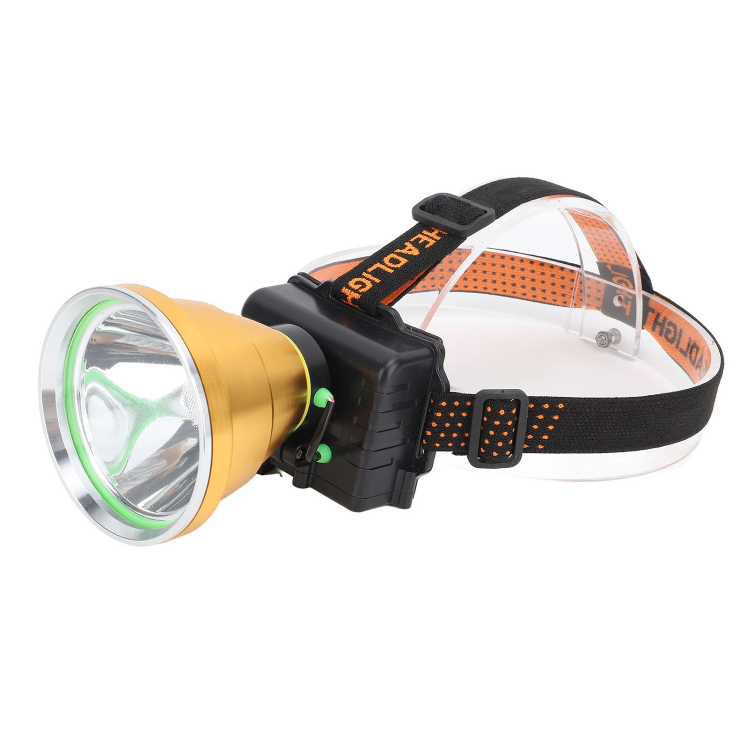 LED Headlamp Aluminum Alloy Rechargeable Super Bright Head Mounted White Light Flashlight for Outdoor Hiking Camping Fishing Golden