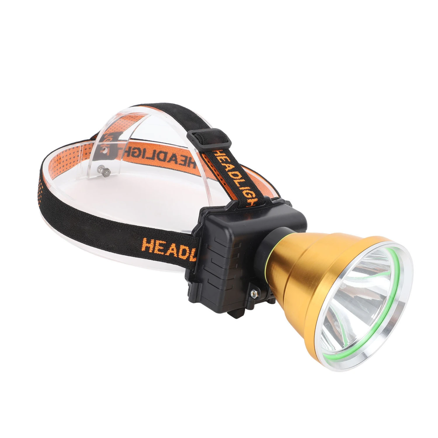 LED Headlamp Aluminum Alloy Rechargeable Super Bright Head Mounted White Light Flashlight for Outdoor Hiking Camping Fishing Golden