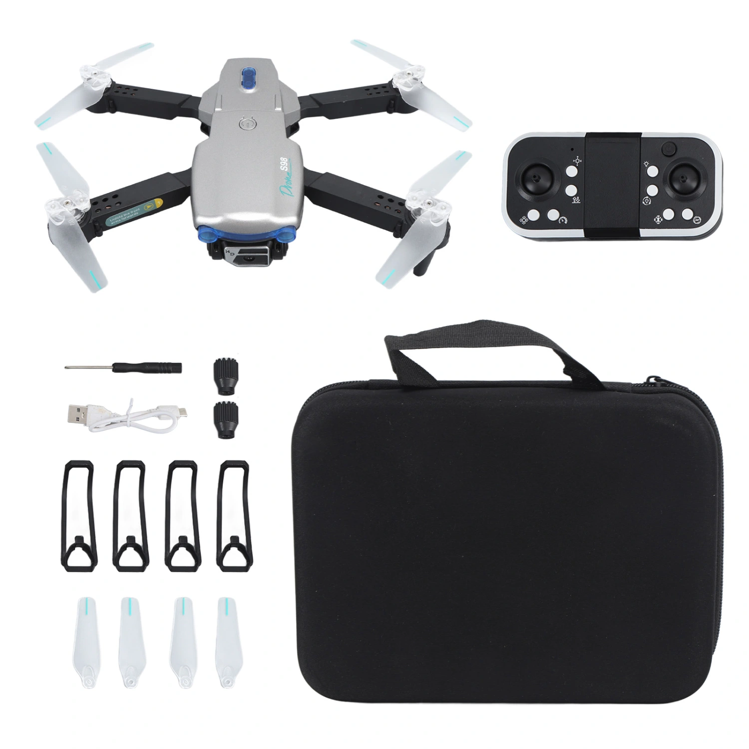 Foldable Drone RC Quadcopter With 4K Dual Camera 4 Way Obstacle Avoidance LED Lights 2.4GHz 4 Channels for Above 14 Years Old