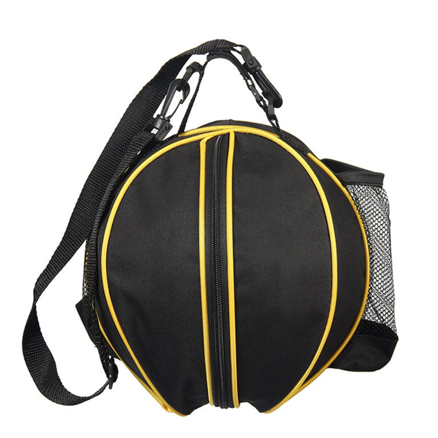 Basketball Bag Oxford Cloth Wear Resistant 1 Shoulder Ball Bag with Mesh Pocket for Outdoor Sports Black