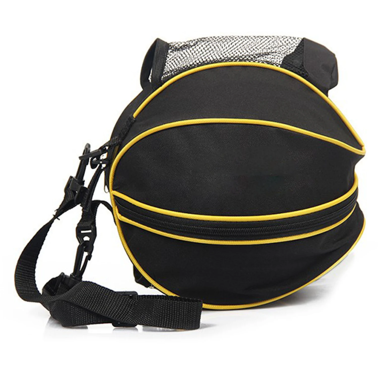 Basketball Bag Oxford Cloth Wear Resistant 1 Shoulder Ball Bag with Mesh Pocket for Outdoor Sports Black