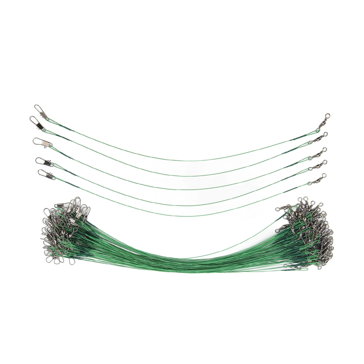 100PCS Fishing Leader Swivels Snap Anti Corroison Hard Steel Wire Leader for Saltwater 25cm / 9.8in