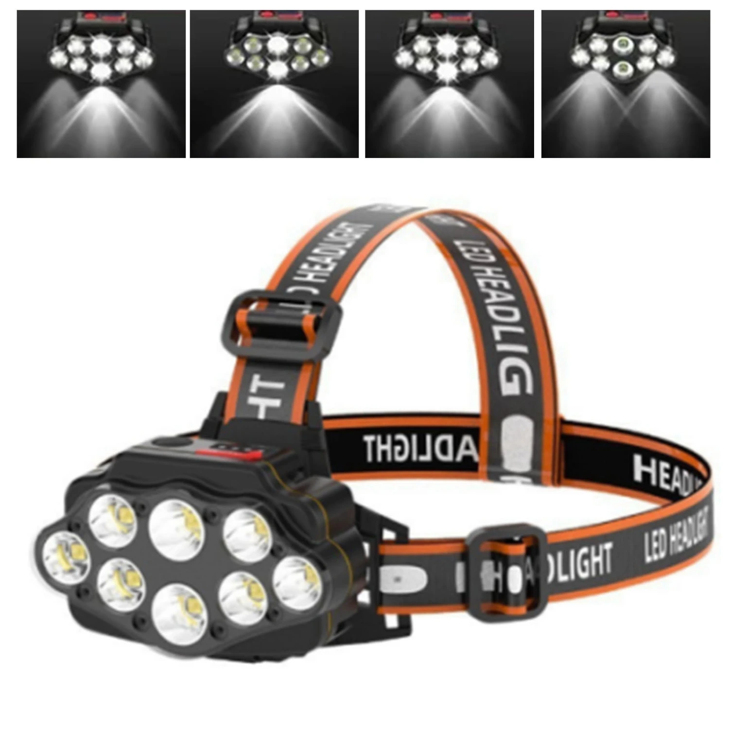 Head Flashlight Waterproof USB Charging Headlamp 13000lm Rechargable Headlight for Nightwalk Hiking Fishing