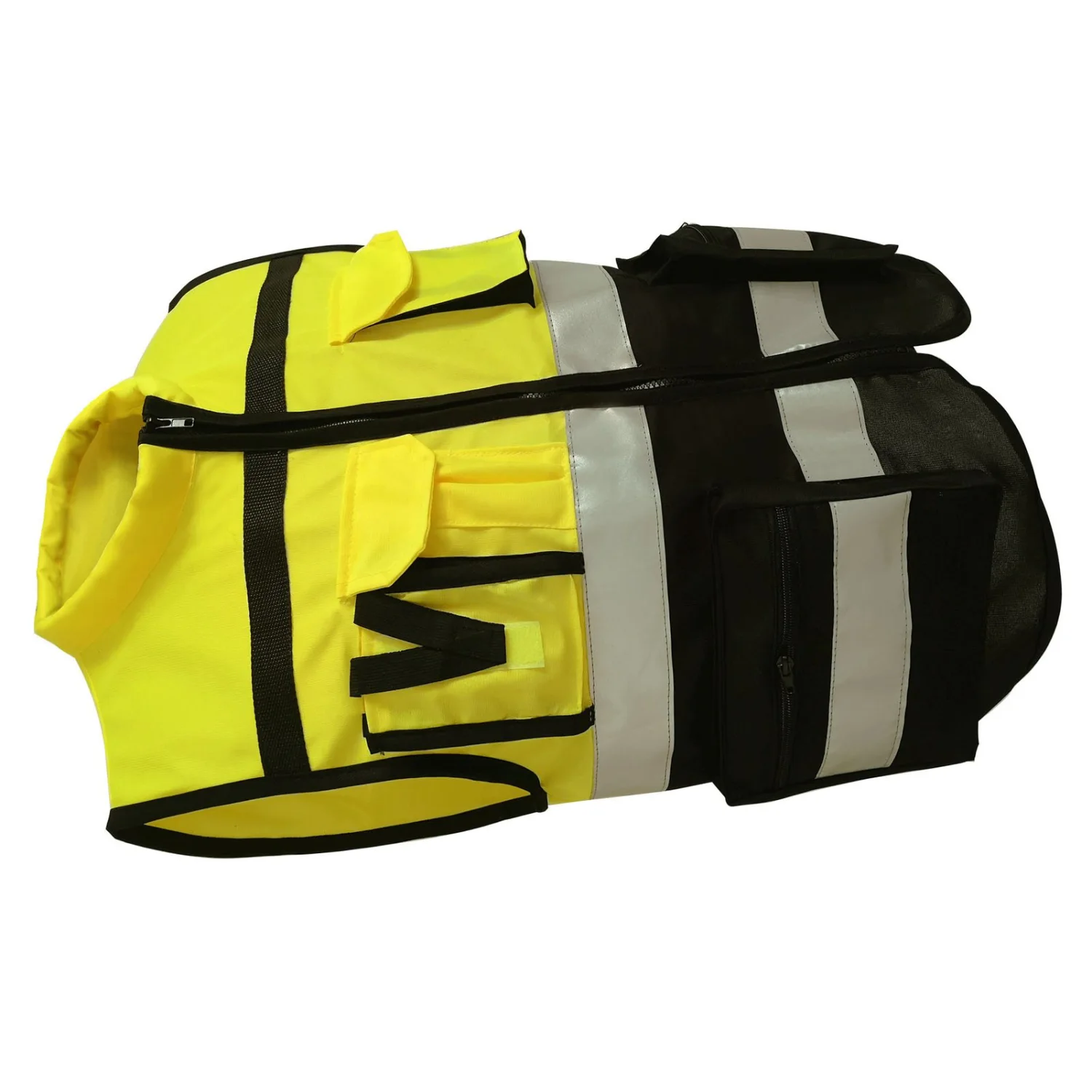 Reflective Safety Vest High Visibility Zipper Front Soft Collar Security Vest with Pockets for Working Yellow Black XL 175