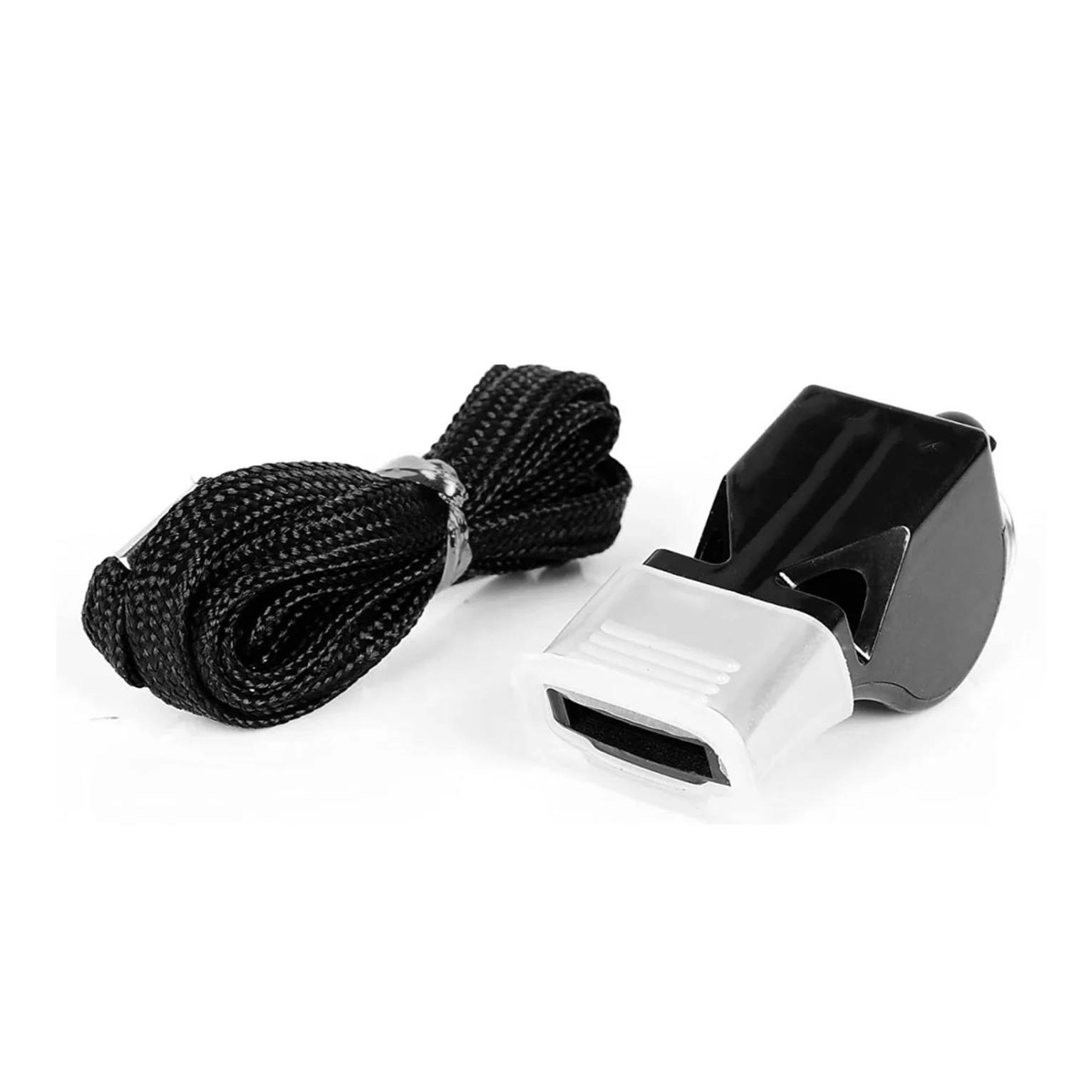 Professional Coach Whistle ABS with Toothguard and Lanyard Whistle Set for Football Cheerleading School Black