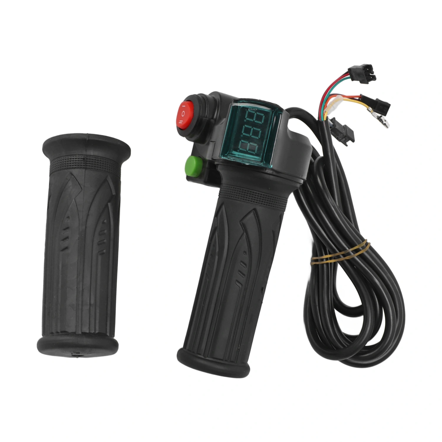 1Pair Handlebar Throttle Twist Grip Twist Throttle Accelerator Handle Grip with Red Font Display for Electric Bike Accessories