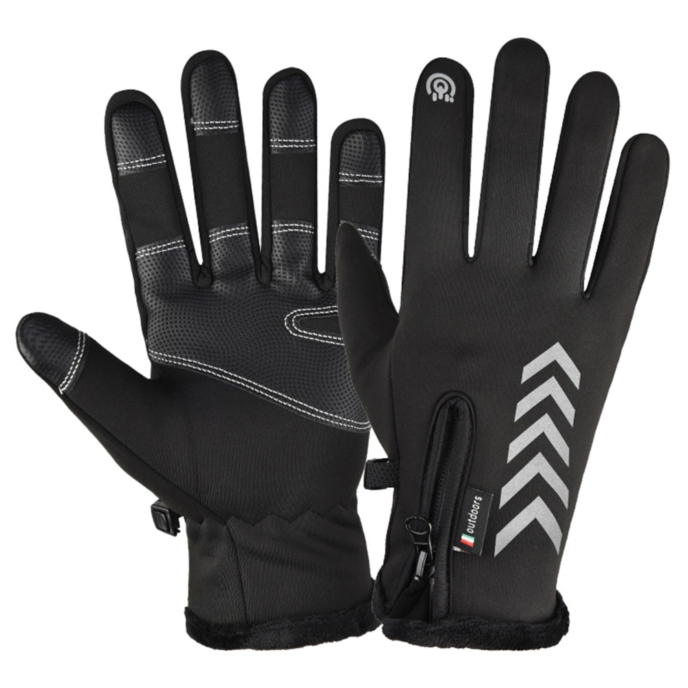 Winter Cycling Gloves Waterproof Windproof Non Slip Warm Full Fingers Touch Screen for Outdoor Sports Running Motorcycle Black XL