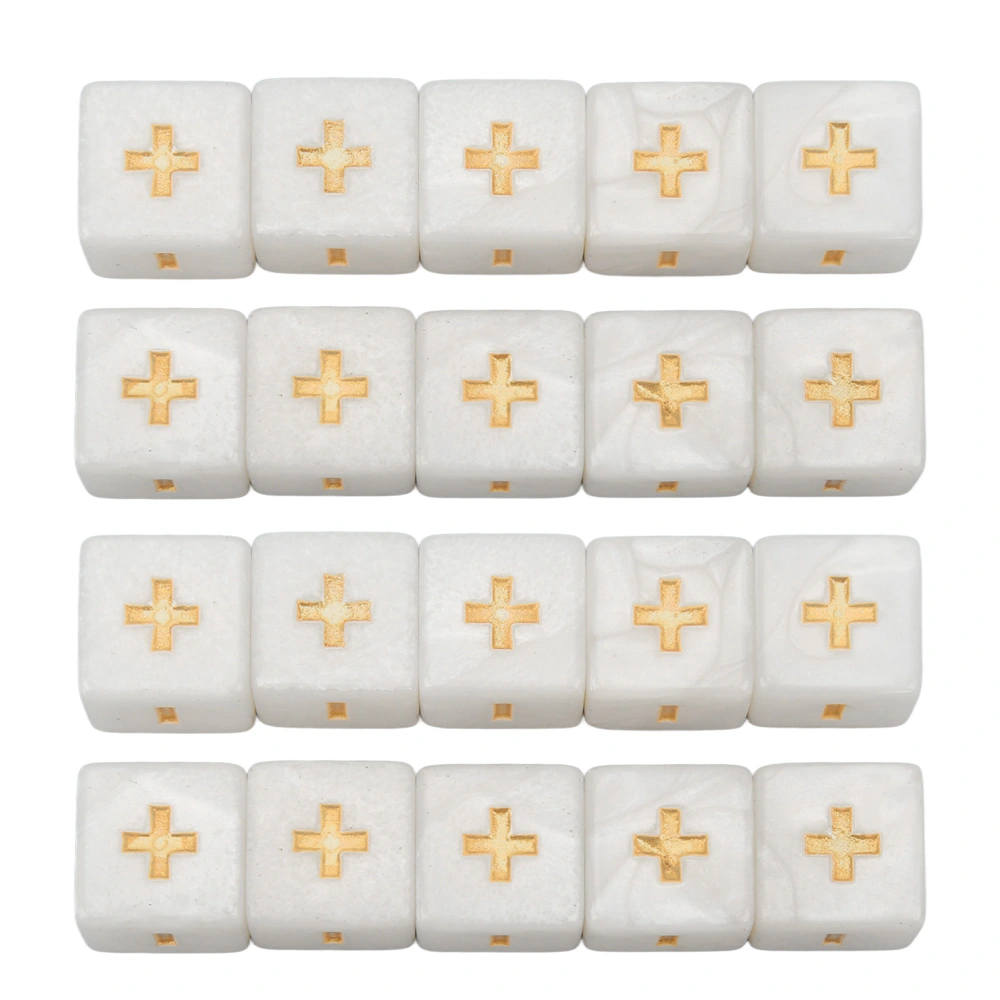 20pcs Math Plus Minus Sign Dices 16mm Math Operation Calculation Dice Set for Infant Education White