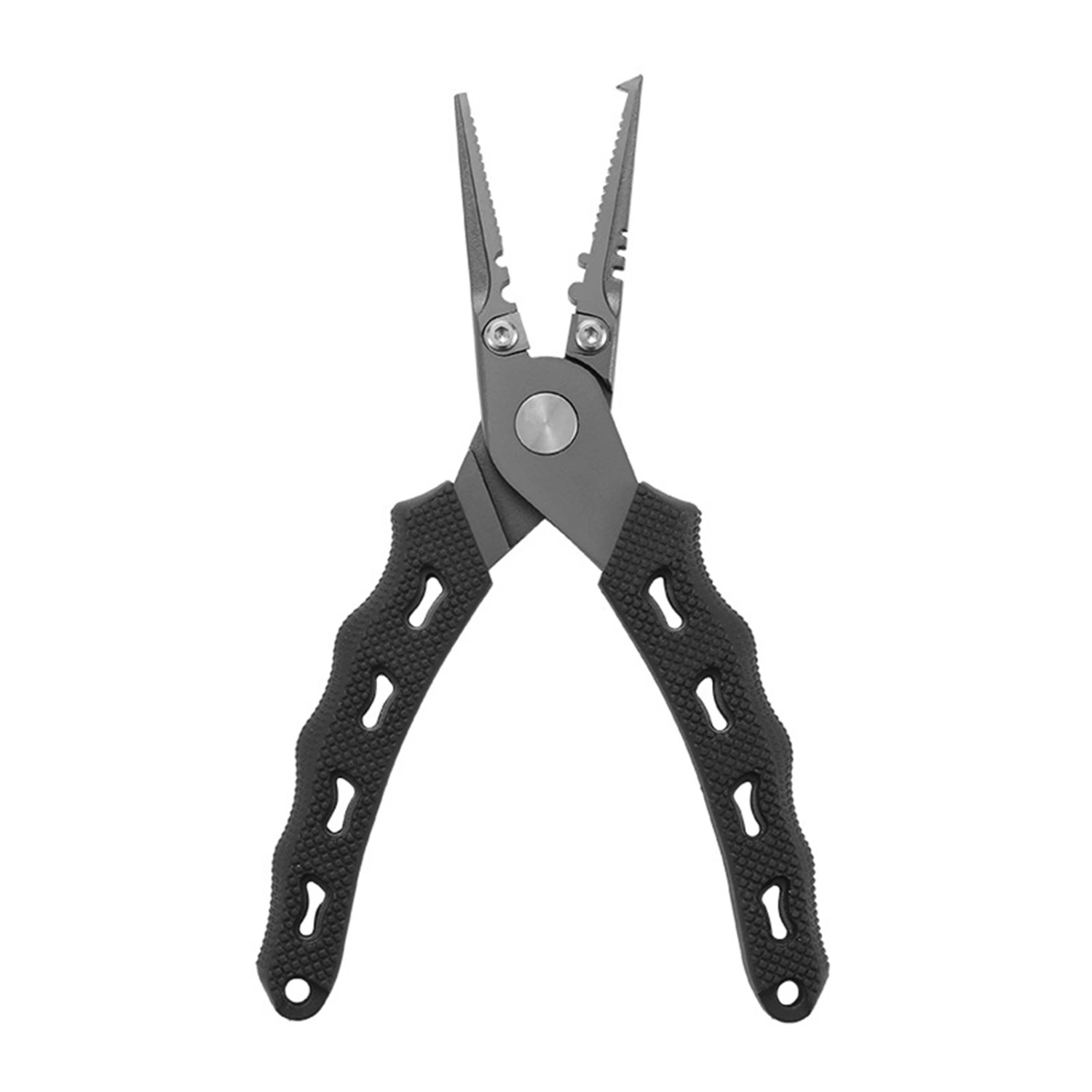 Fishing Plier Stainless Steel Japanese Type Portable Multifunction Fishing Plier with Oxford Cloth Bag for Outdoor Black