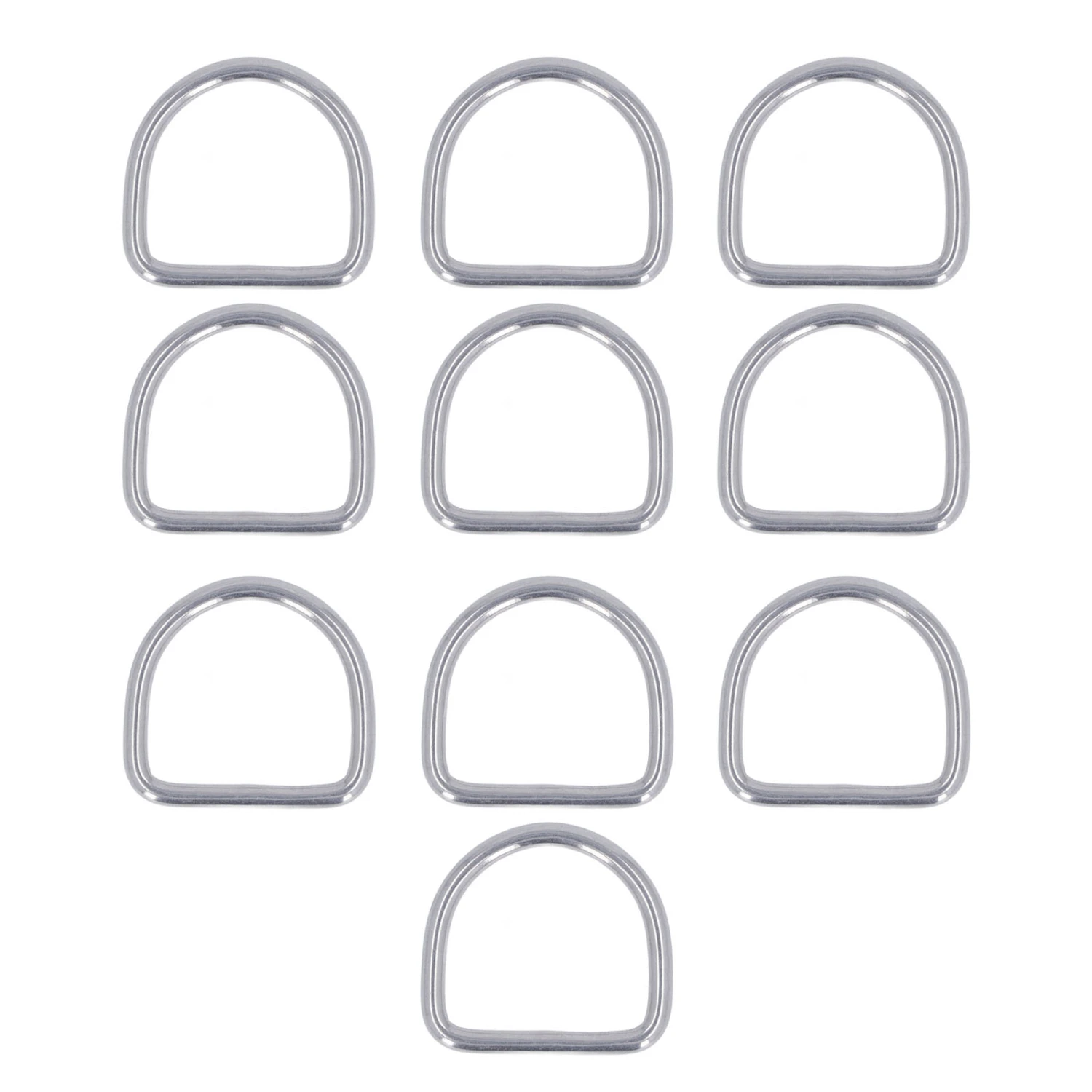 10Pcs D Buckle Stainless Steel Half Round Shape Ring Seamless Accessory for Boat 40 X 37 X 5mm / 1.57 X 1.46 X 0.2in