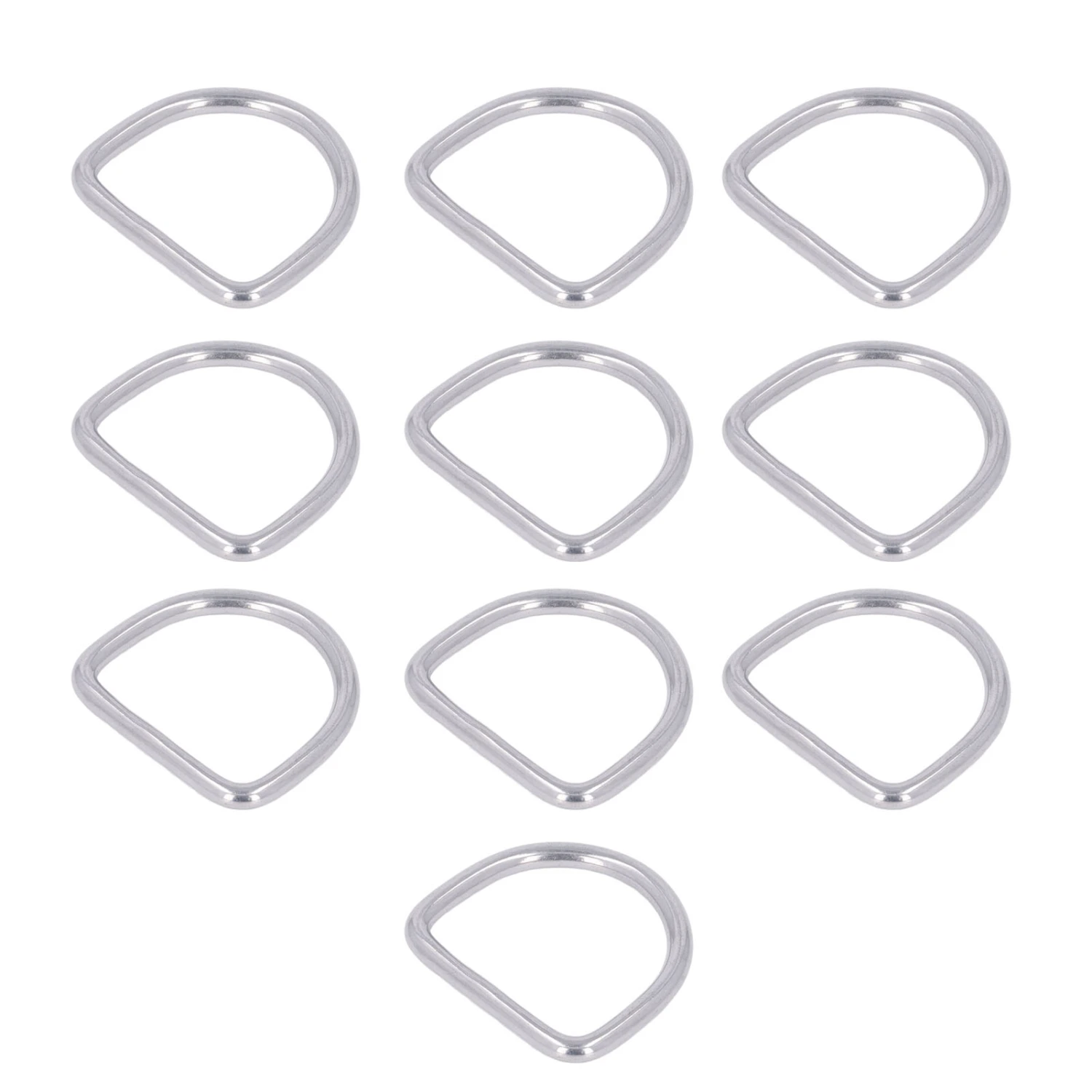 10Pcs D Buckle Stainless Steel Half Round Shape Ring Seamless Accessory for Boat 40 X 37 X 5mm / 1.57 X 1.46 X 0.2in
