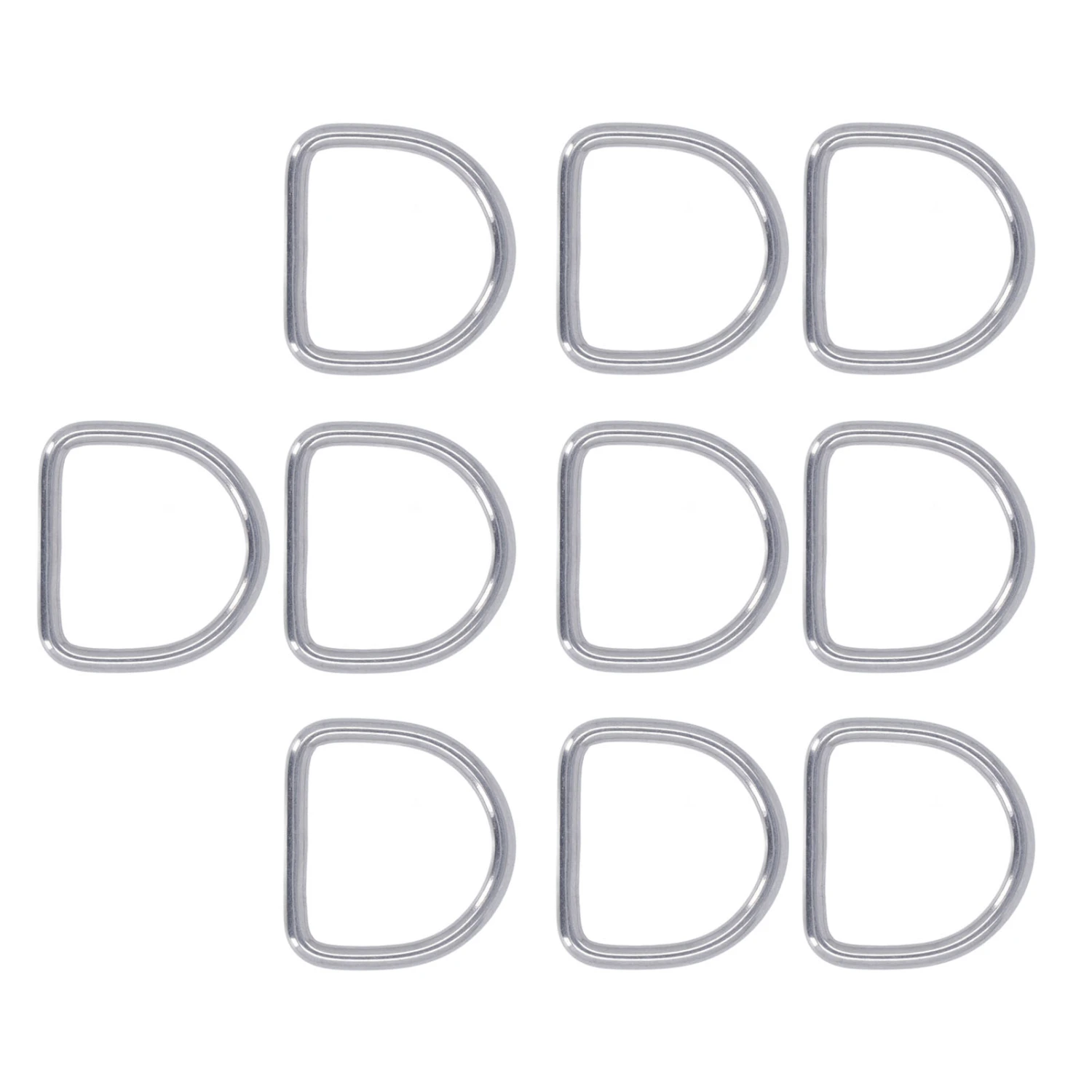 10Pcs D Buckle Stainless Steel Half Round Shape Ring Seamless Accessory for Boat 40 X 37 X 5mm / 1.57 X 1.46 X 0.2in