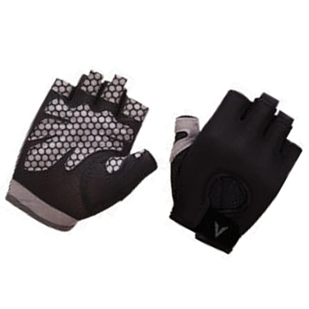 Workout Gloves Hollow Out Breathable Antiskid Weight Lifting Half Finger Fitness Gloves with Wrist Strap for Gym Grey M