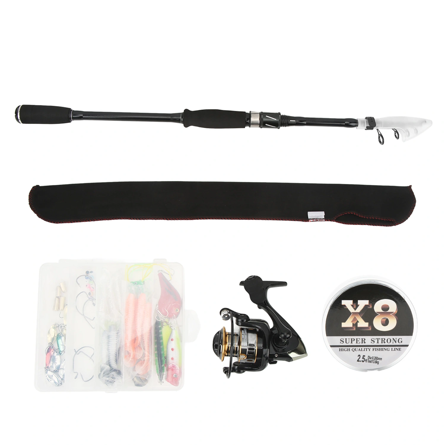 Fishing Rod and Reel Combo Set with Telescopic Fishing Rod Bait Hooks Fishing Rods Set for Fishing Beginners Gift