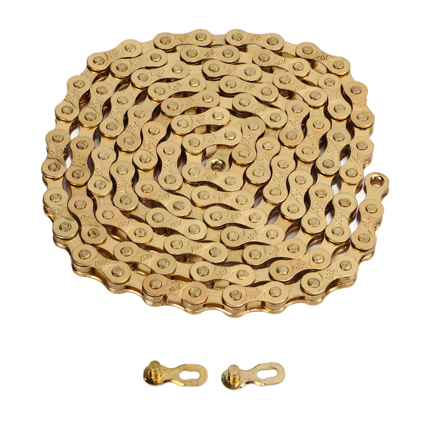 8 Speed Bike Chain 116 Links Gold Electroplating Steel Road Bike Chain with Chain Connector for Outdoor Cycling