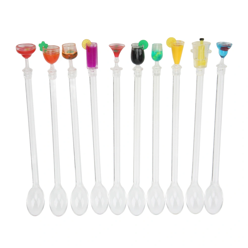 10PCS Cocktail Drink Swizzle Stick Clear Shafts Bartending Mixing Stirrers Acrylic Drink Stirrer Sticks for Dinner Party Small Bartender Spoon