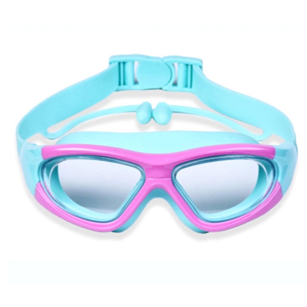 Children Swimming Goggles Clear View Eye Wear Swim Glasses with Ear Plug for Boys Girls Rose Red