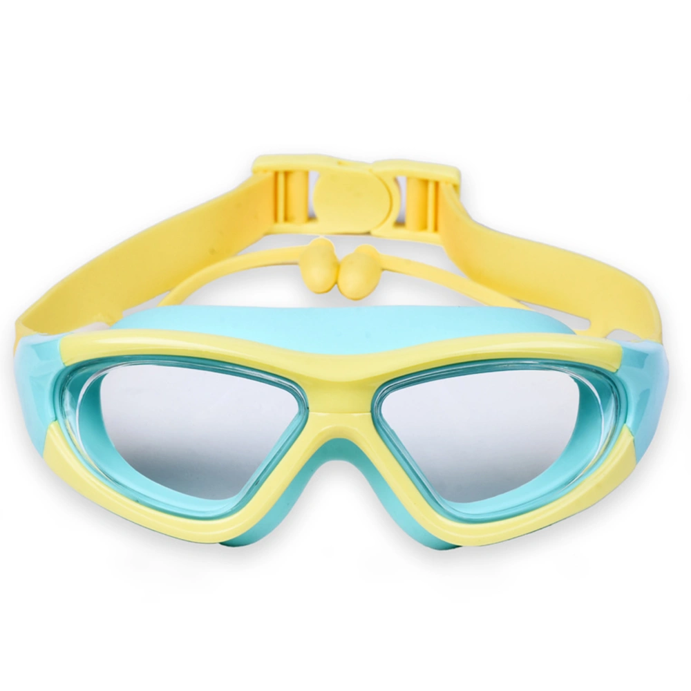 Children Swimming Goggles Clear View Eye Wear Swim Glasses with Ear Plug for Boys Girls Yellow