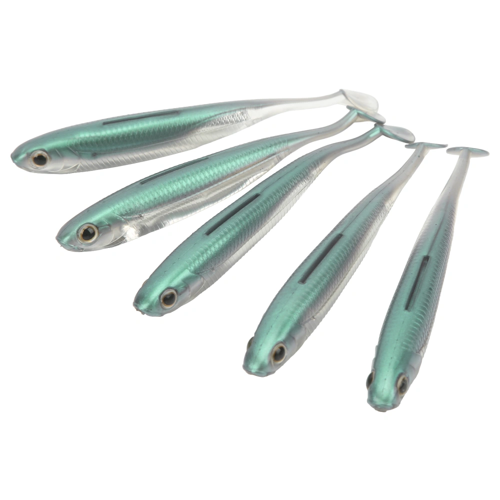 5PCS Soft Fishing Lure Enlarged Tail Coil Easy Usage Portable Simulation Fishing Bait for Angler Green