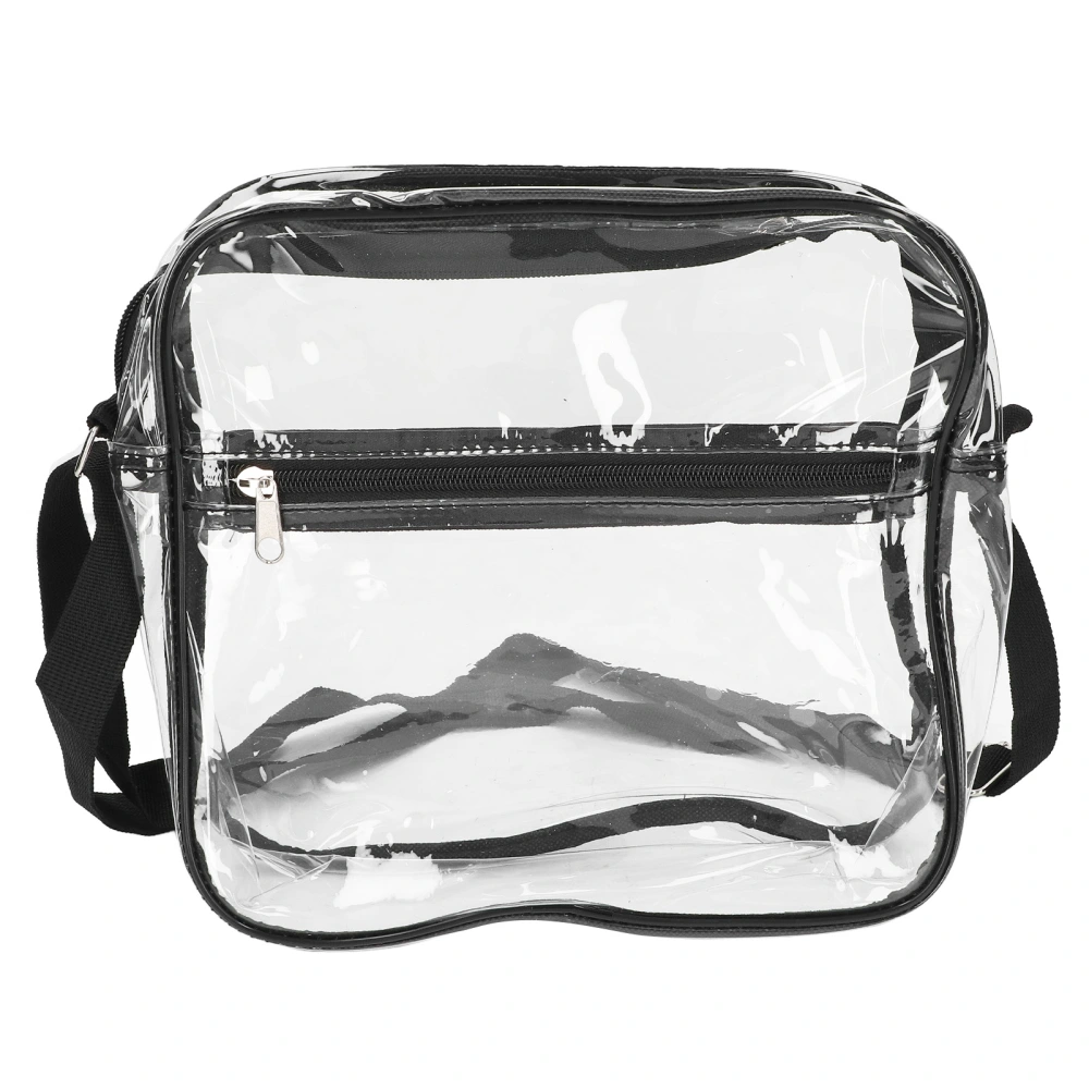 Transparent Messenger Shoulder Bag Clear Tote Bag Purse with Zipper Closure for Outdoor Traveling