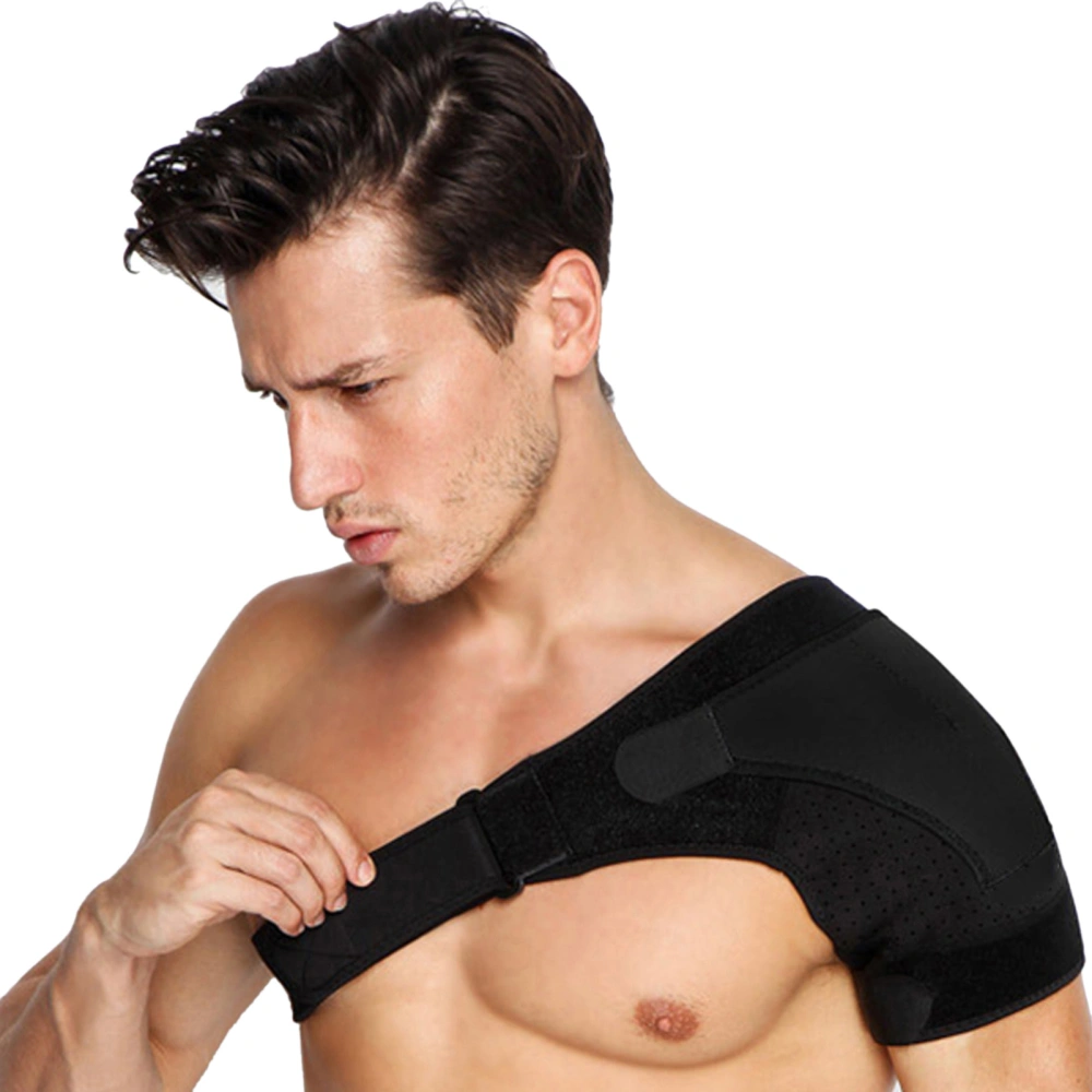 Shoulder Brace Adjustment Wear Resistant Heat Resistant Shoulder Brace Wrap for Sports Exercising Black Left Shoulder One Size