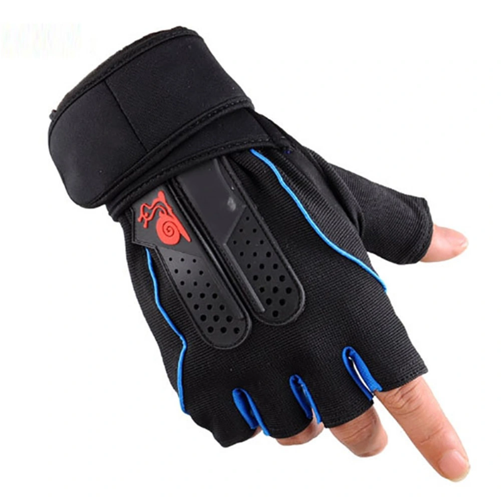 Sport Gloves Breathable Anti Slip Shock Absorption Fashionable Half Finger Cycling Gloves for Outdoor Exercise Blue XL