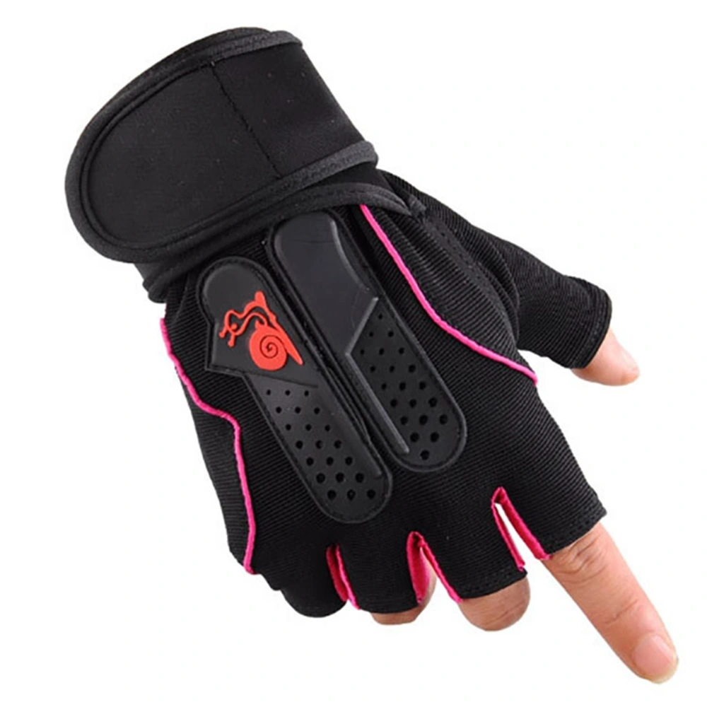 Sport Gloves Breathable Anti Slip Shock Absorption Fashionable Half Finger Cycling Gloves for Outdoor Exercise Pink L