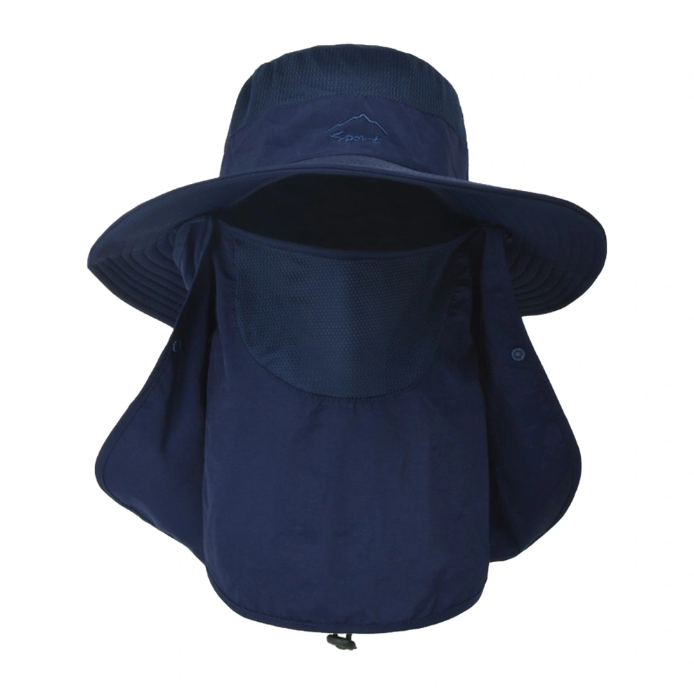 Fishing Hat UV Navy Blue Detachable Breathable Outdoor Sun Hat for Gardening Hiking