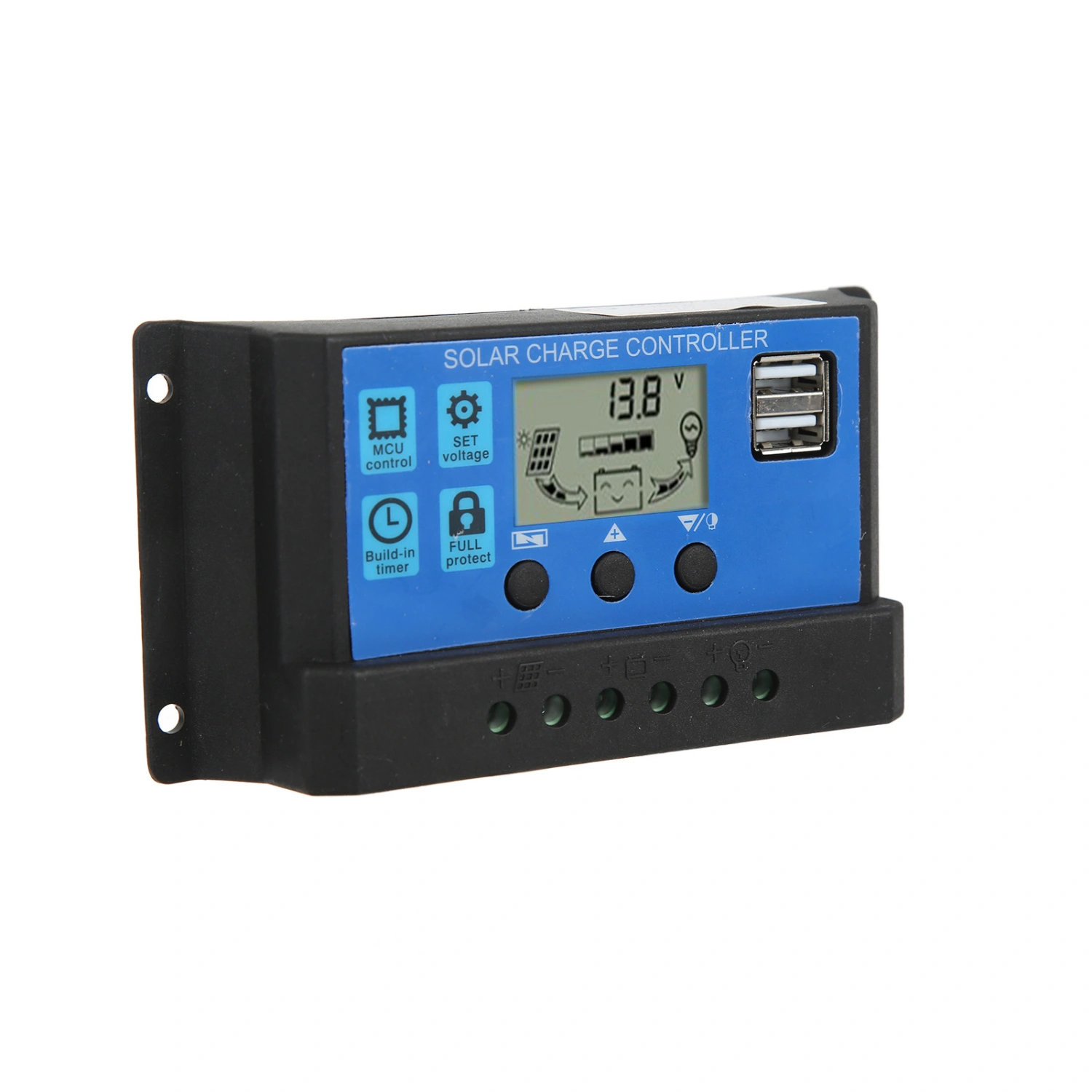 Solar Charge Controller 30A Solar Panel Regulator Dual USB Output for 12V/24V Solar Panels