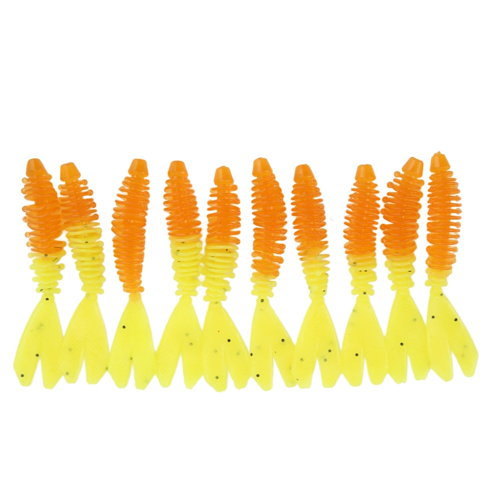 10Pcs Fishing Soft Lures Double Tails Design Soft Vivid Lifelike Appearance Spiral Stripe Fishing Lures for FishingA