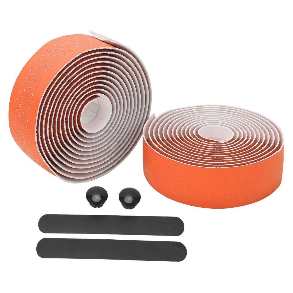 Bicycle Handlebar Tape Anti Slip Road Bike Handle Bar Wraps with End Plugs for Road CyclingOrange