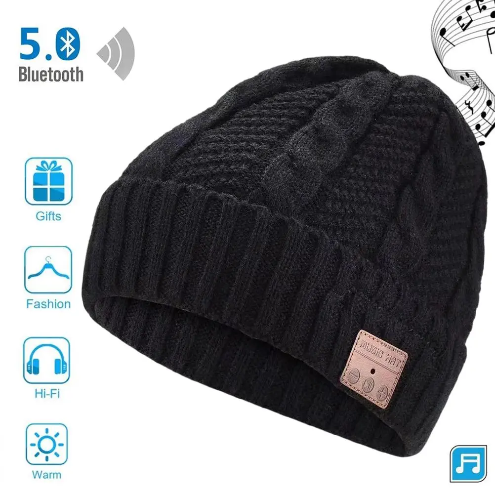 3 in 1 Bluetooth 5.0 Music Beanie Set Winter Hat Earflap Neck Gaiter Scarf Gloves Birthday Gift for Men Women