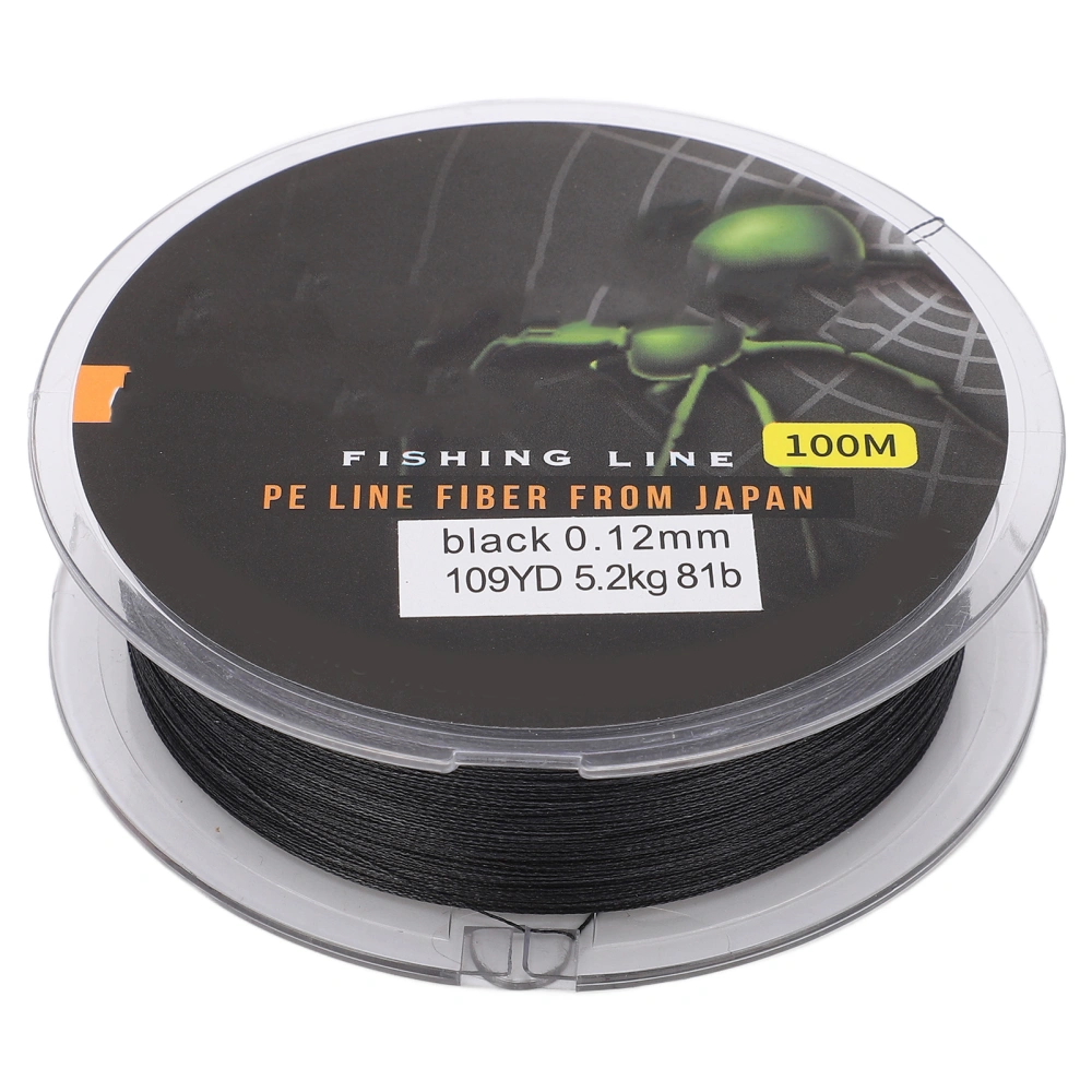 100m Multicolor Braided Fishing Line Wear Resistance Durable Braided Fishing WireBlack 0.6