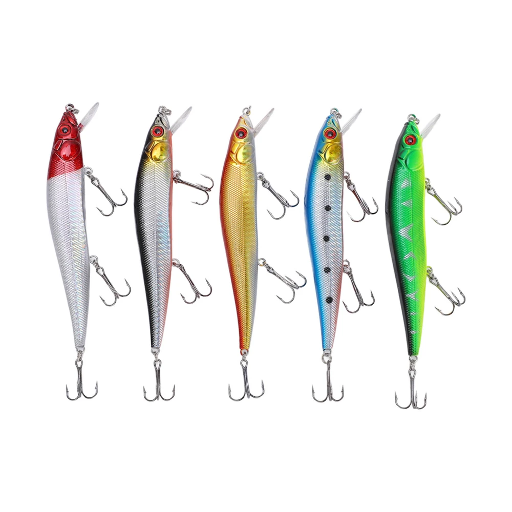 5pcs 22g 13.5cm Luya Mino Fishing Lures Stainless Steel Hooks Artificial Fishing Bait