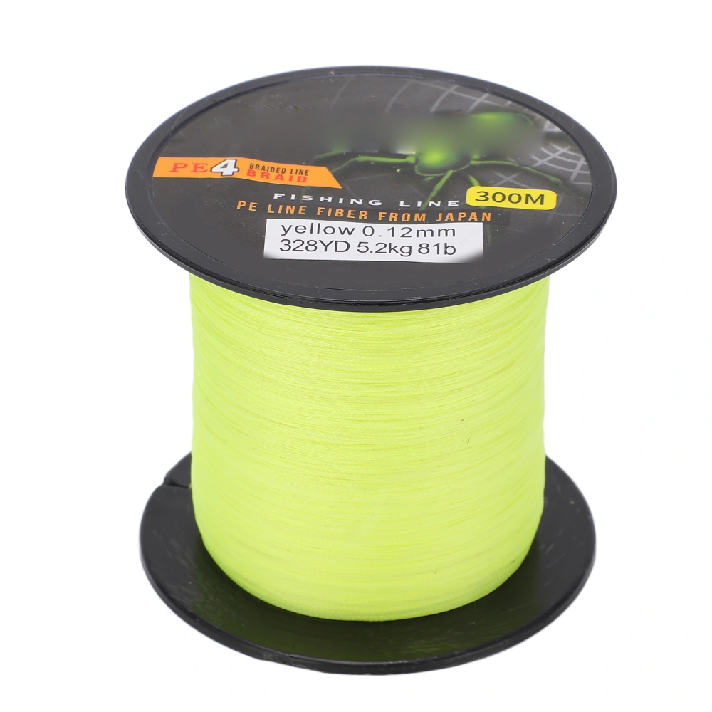 Braided Fishing Line 328 Yards 4 Strands PE Line Abrasion Resistant Braided Fishing WireYellow 0.6