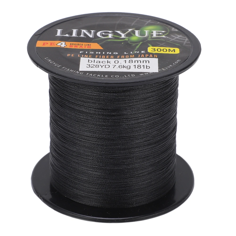 Braided Fishing Line 328 Yards 4 Strands PE Line Abrasion Resistant Braided Fishing WireBlack 1.2