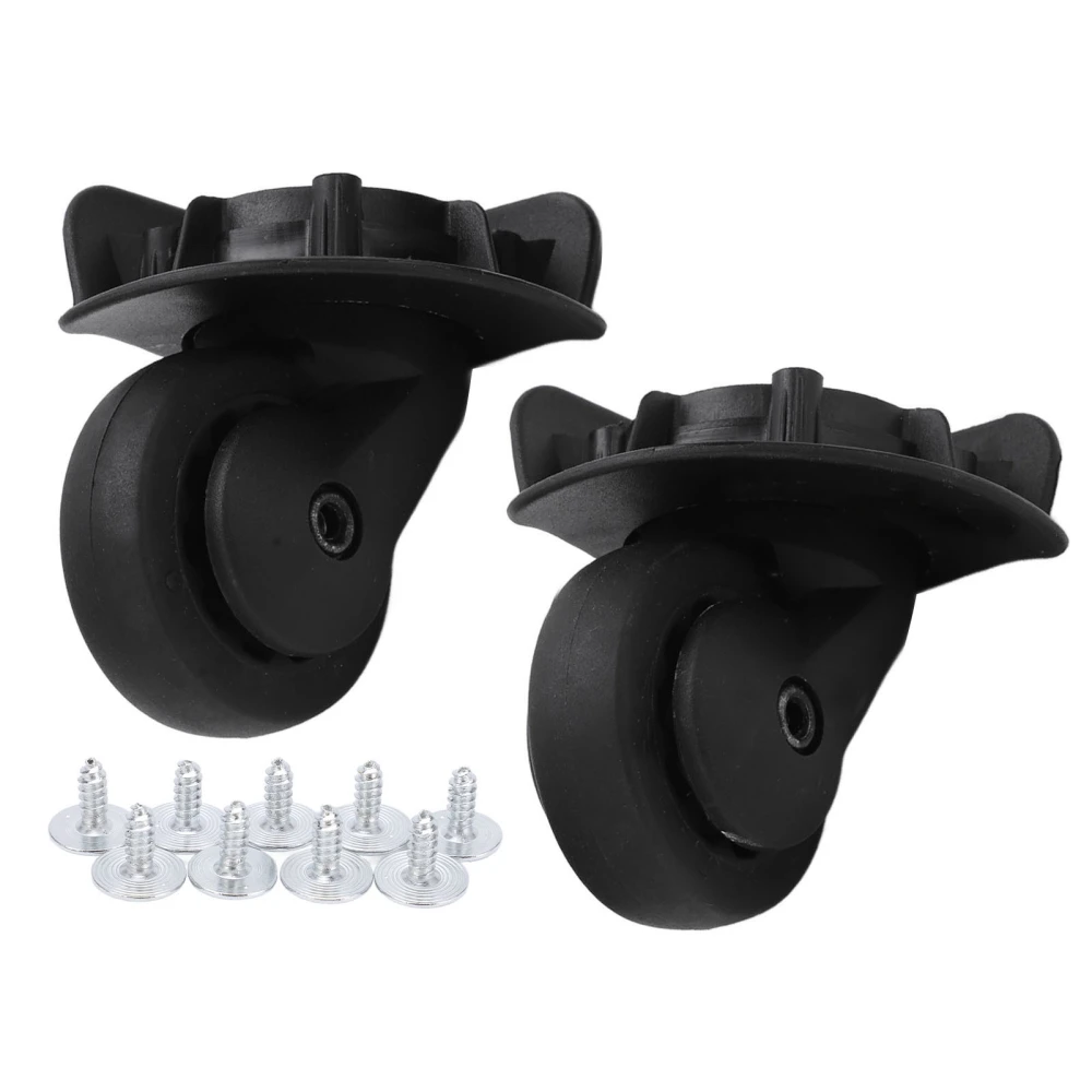 1 Pair Luggage Swivel Casters Plastic Mute Suitcase Swivel Wheel Repalcement Black A65