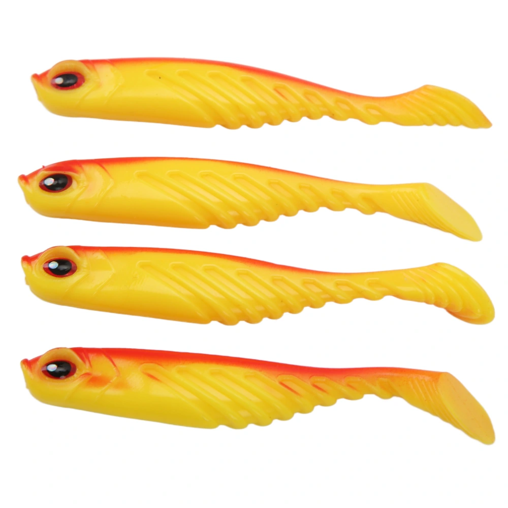 4PCS AR48 75mm/3.2g T Tail Soft Bait Double Colors Artificial Fishing Lures Wobbler TackleRed Back