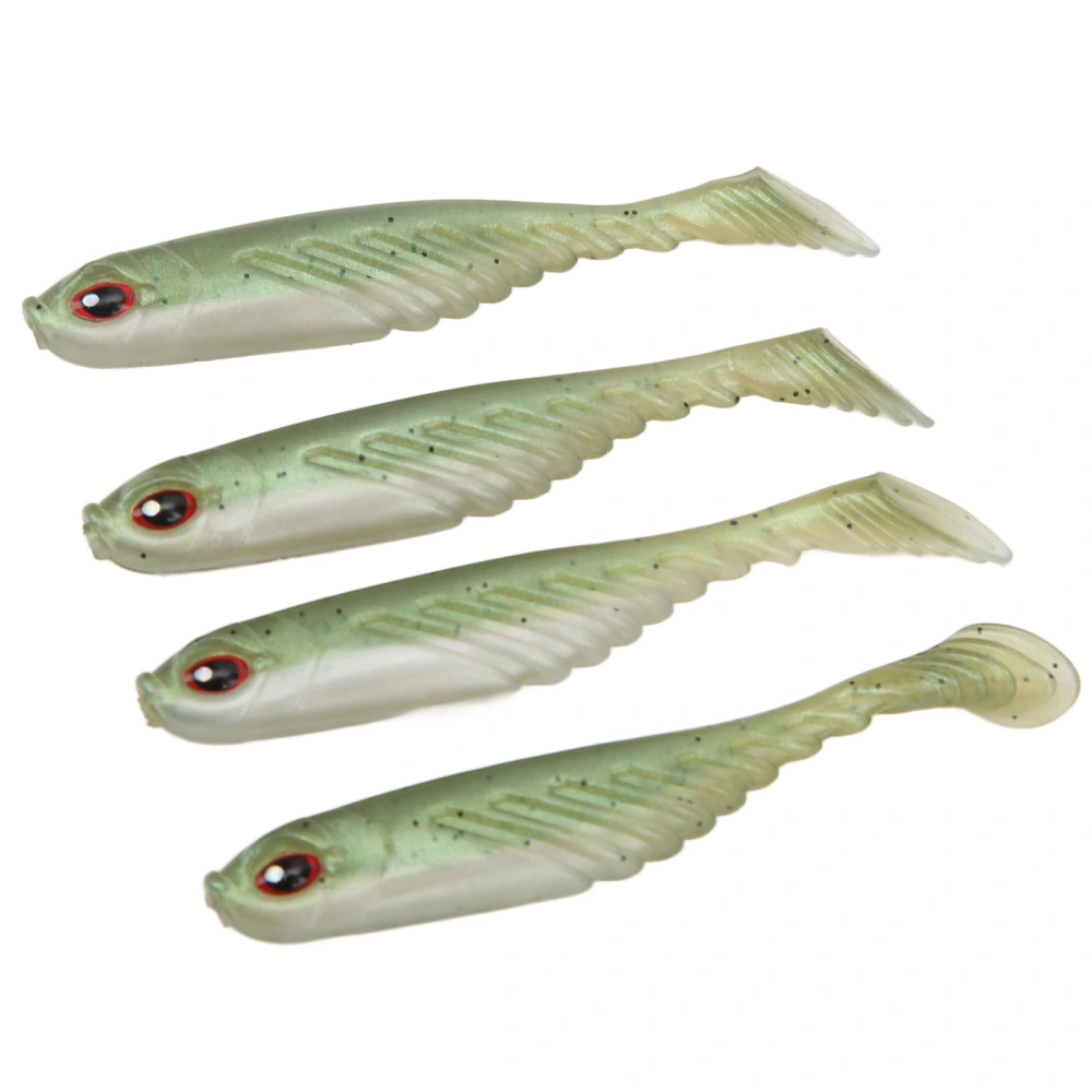 4Pcs Soft Bait T Tail Lure AR48 Swimbait 75mm 3.2g Aritificial Tackle for Fisherman Seawater Freshwater Fishingolive Color