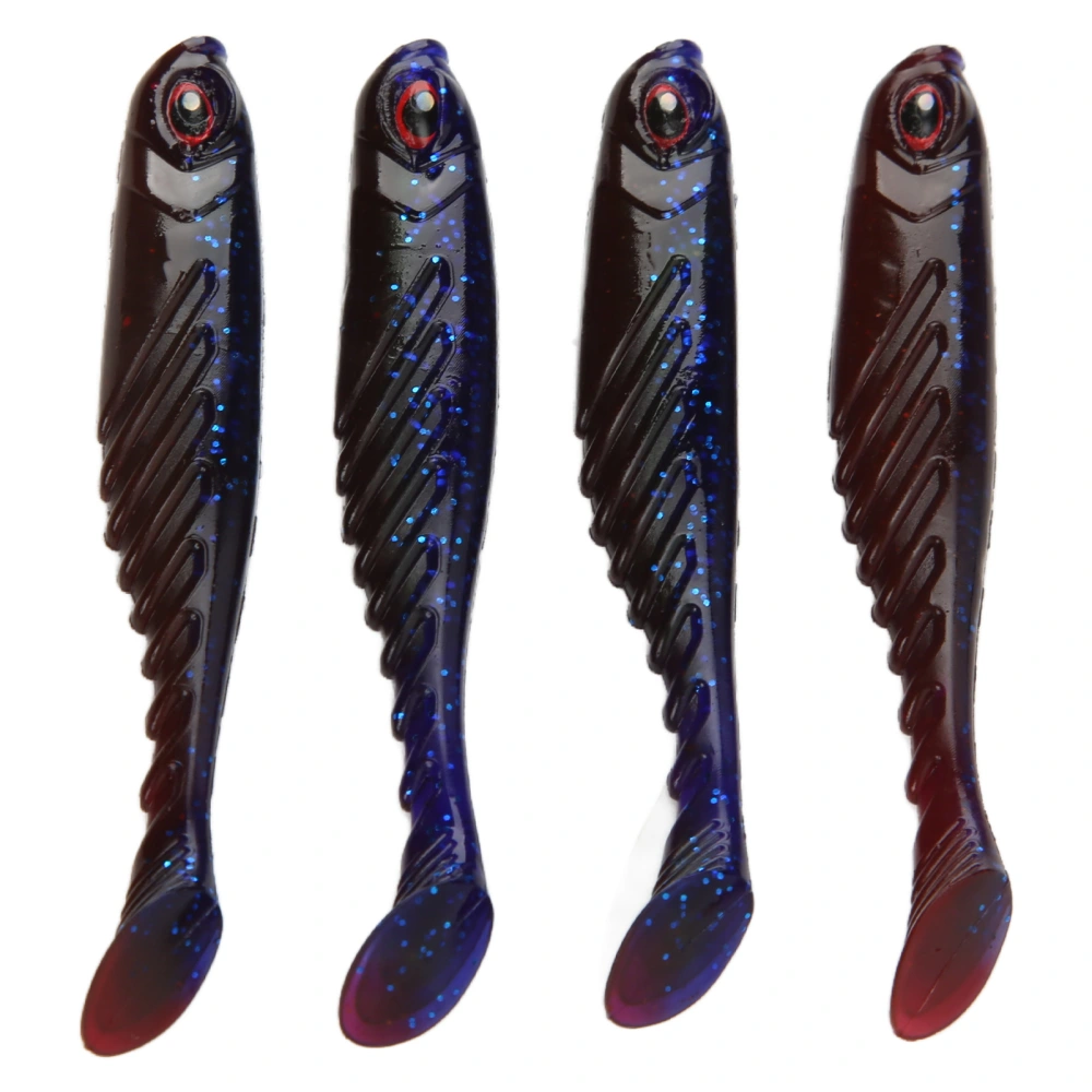 4Pcs Soft Bait T Tail Lure AR48 Swimbait 75mm 3.2g Aritificial Tackle for Fisherman Seawater Freshwater FishingBlue and Red