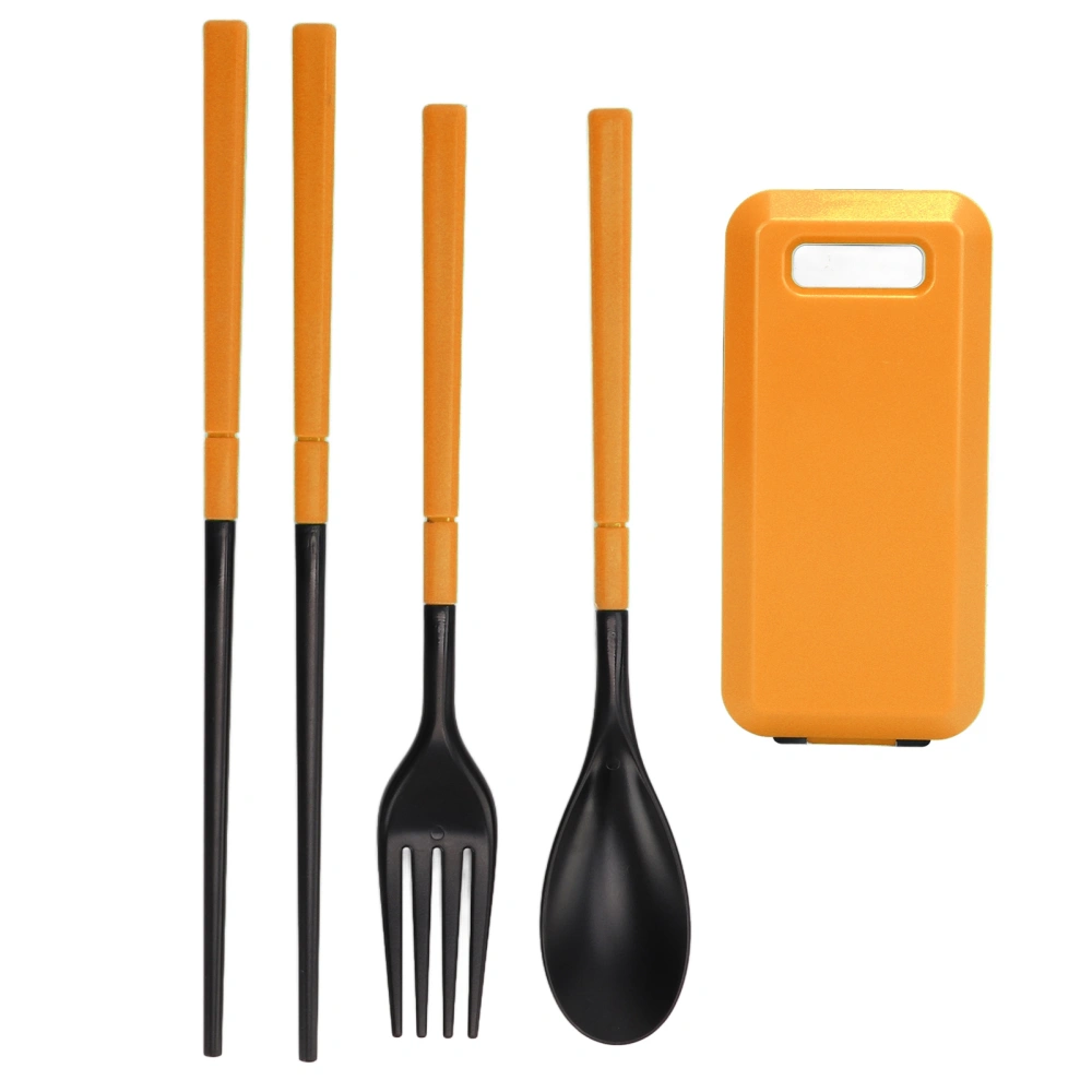 Tableware Set ABS Plastic Spoon Fork Chopsticks Contain Portable Outdoor Folding TablewareYellow