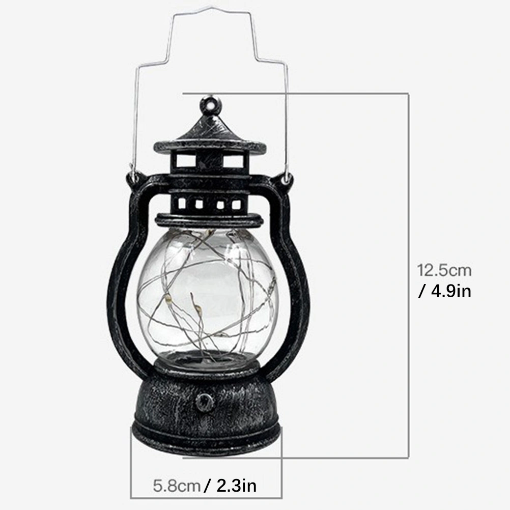 LED Vintage Lantern Night Lights Decorative Outdoor Hanging Camping Lanterns Tent Light Retro Lanterns for Yard Garden Christmas Gold