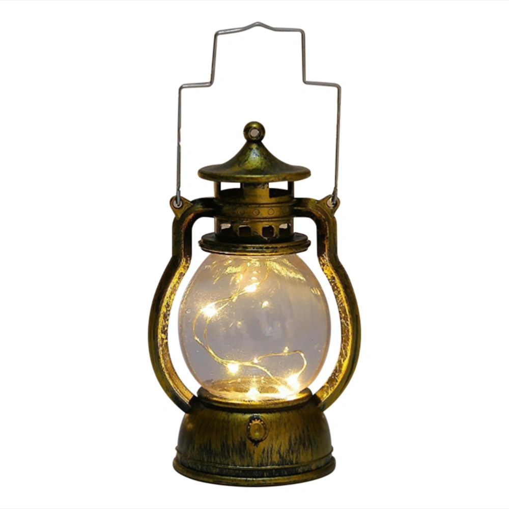 LED Vintage Lantern Night Lights Decorative Outdoor Hanging Camping Lanterns Tent Light Retro Lanterns for Yard Garden Christmas Gold