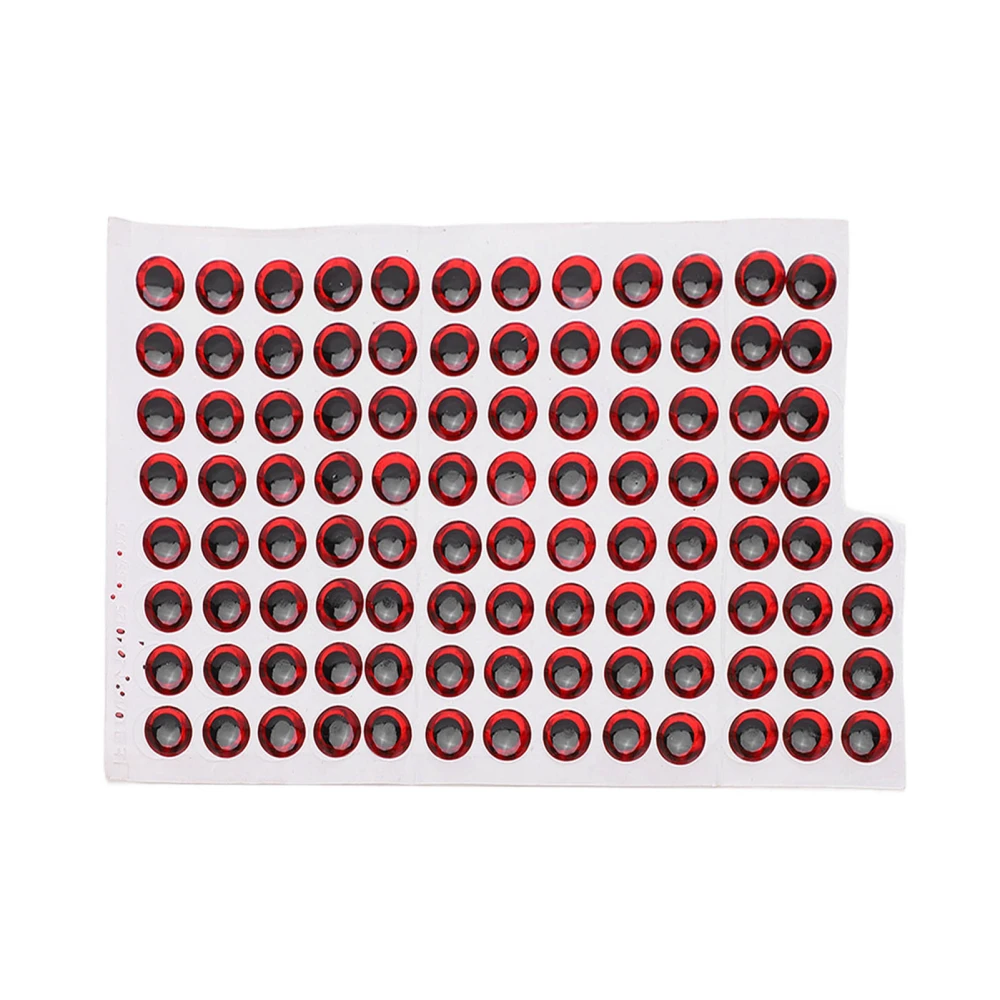 100pcs 10mm Artificial Fishing Eyes Fish Eyes Sticker Fishing Accessories Tackle Fishing Lure EyesRed