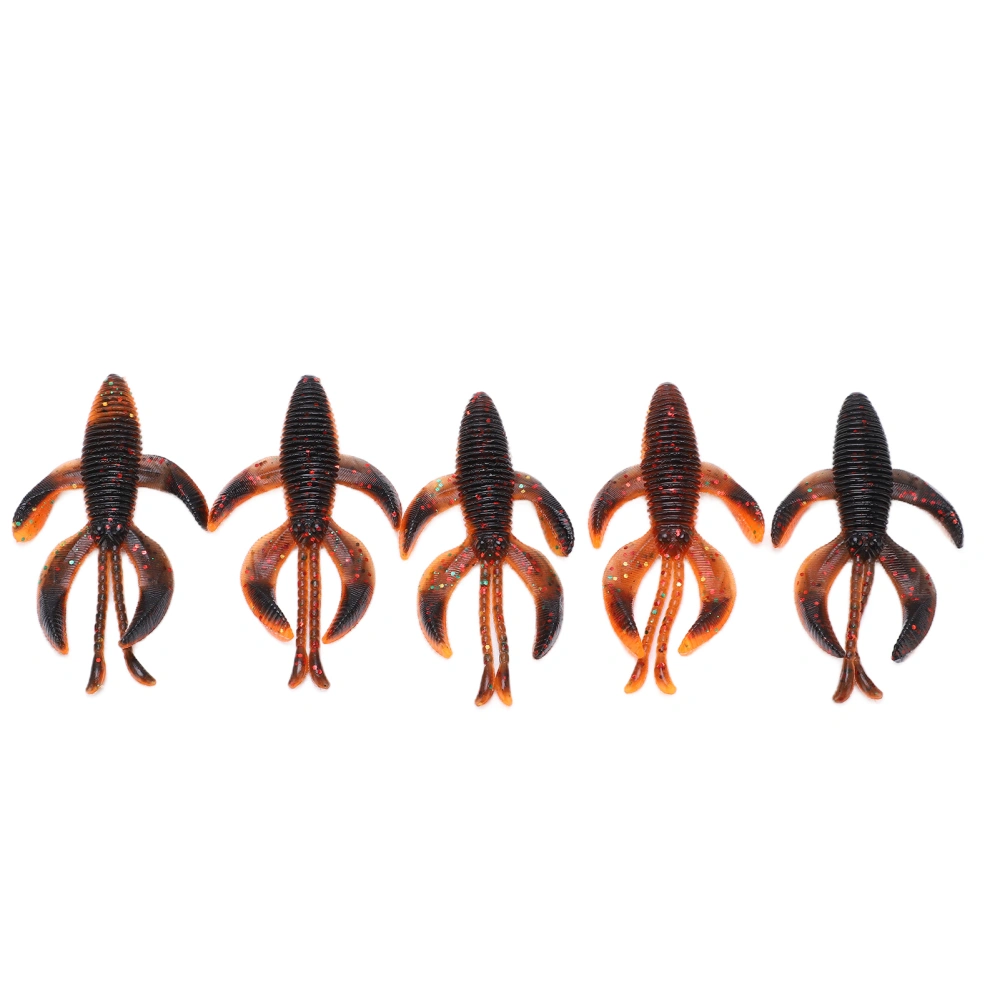 5pcs Lure Soft Bait Lure Artificial Soft Fishing Shrimp Bait for Freshwater and SaltwaterBrown