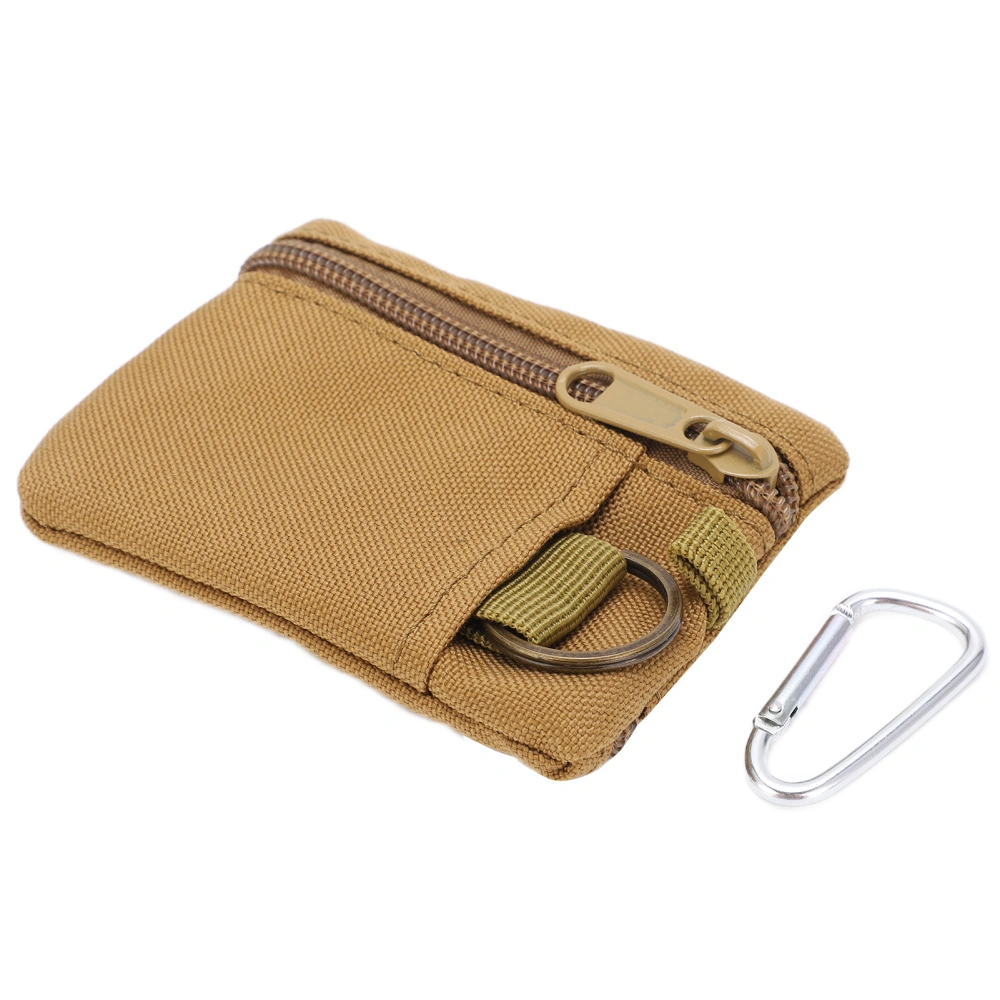 Outdoor EDC Molle Pouch Wallet Mini Portable Key Card Case EDC Pouch Bag Coin Purse with CarabinerTan